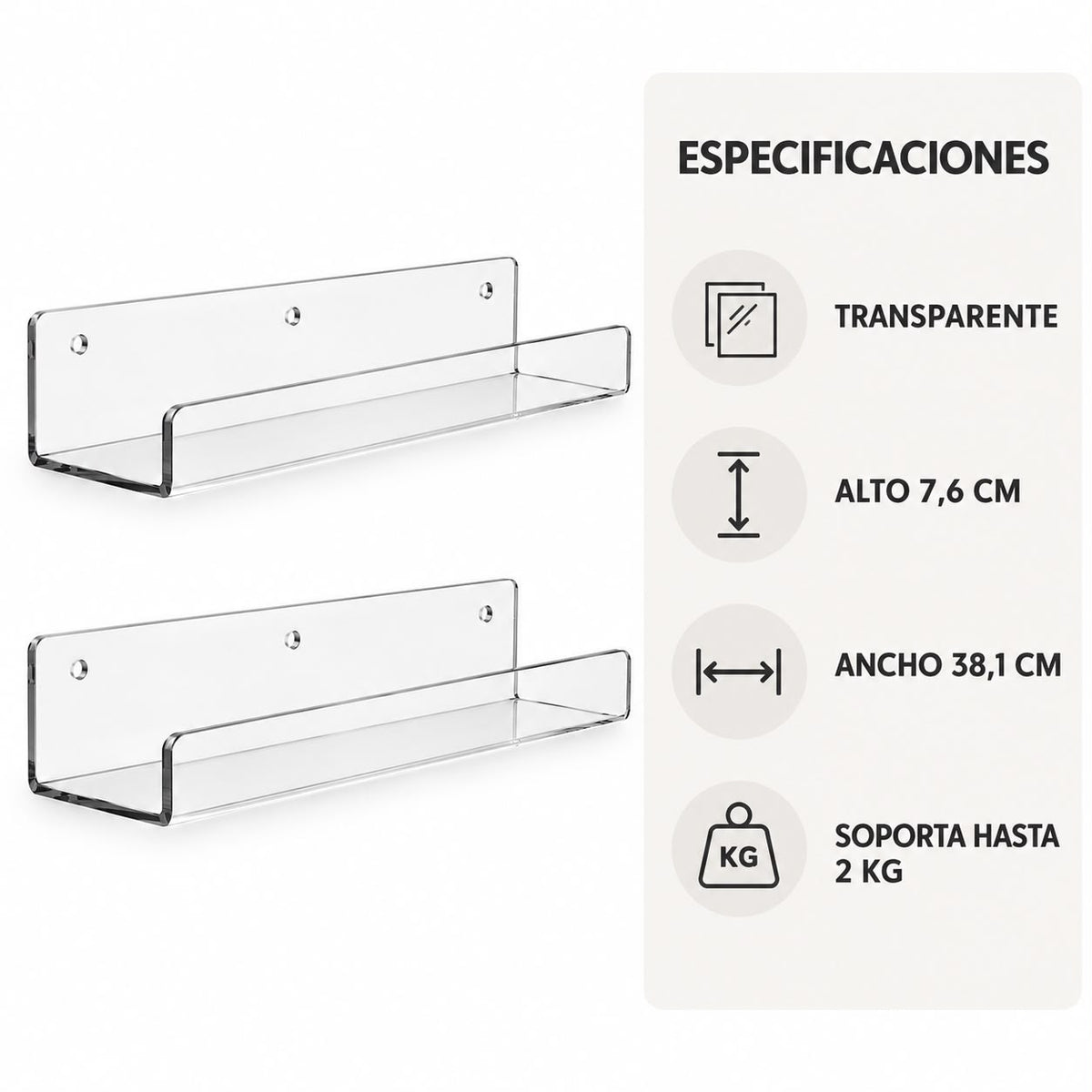 2 Repisas Flotantes De Acrílico